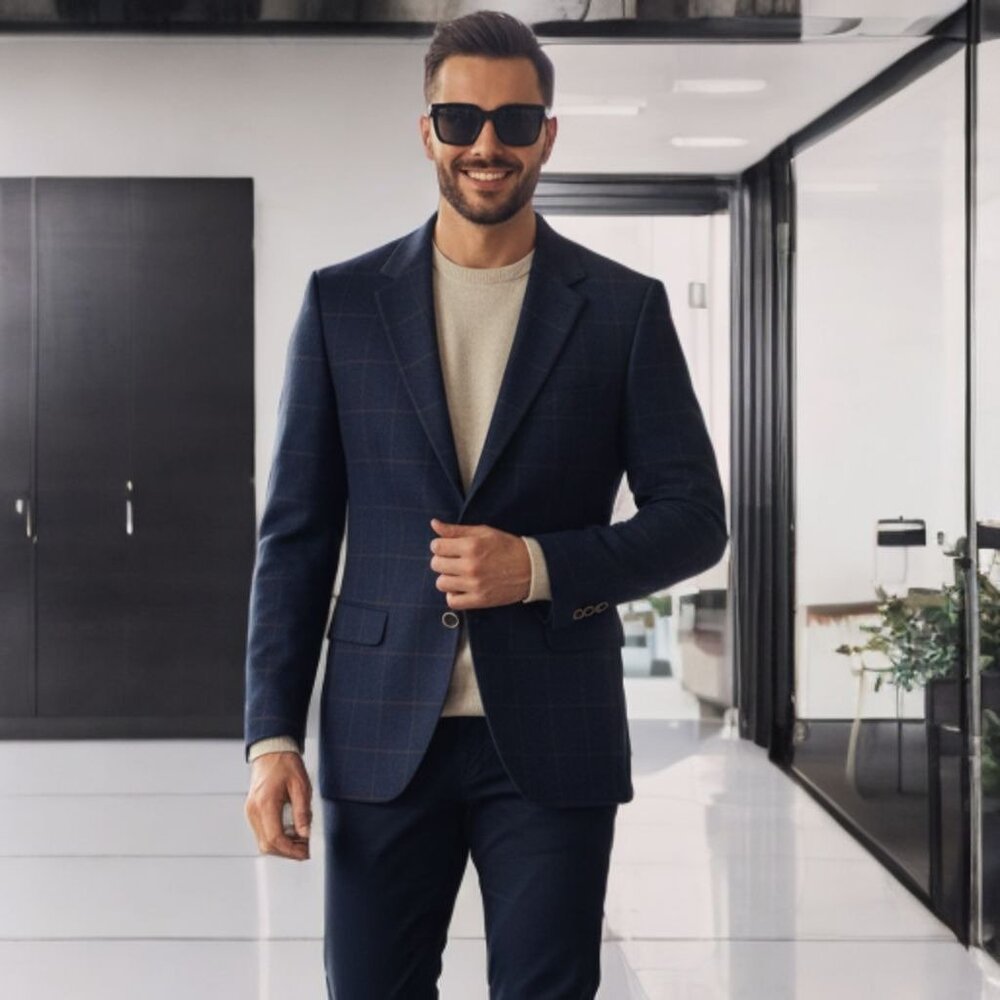 Brioni Battaglia Vintage Single Breasted Blazer Windowpane Luxury Wool Jacket